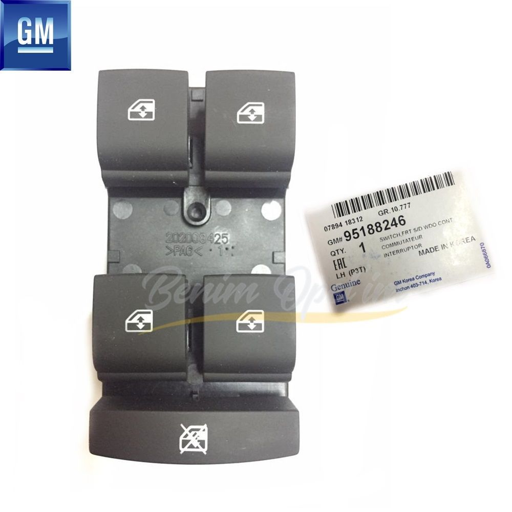 Elektrik | Chevrolet Aveo T300 Sol Ön Dörtlü Cam Kaldırma Düğmesi Siyah GM Orijinal 95188246 | 95188246 | 