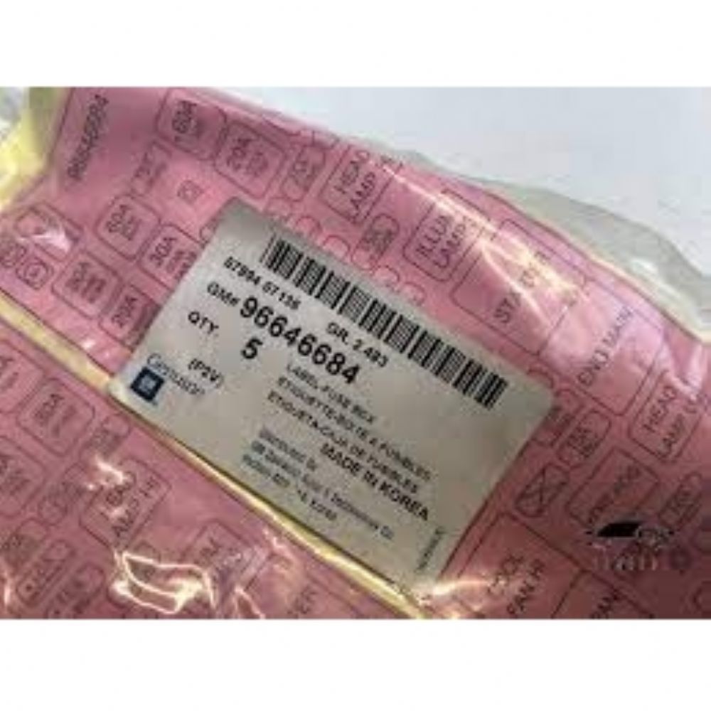 Yeni İhracat Ürünleri | Chevrolet Grubu Sigorta Kutusu Etiketi Pembe GM Orijinal 96646684 | 96646684 | 