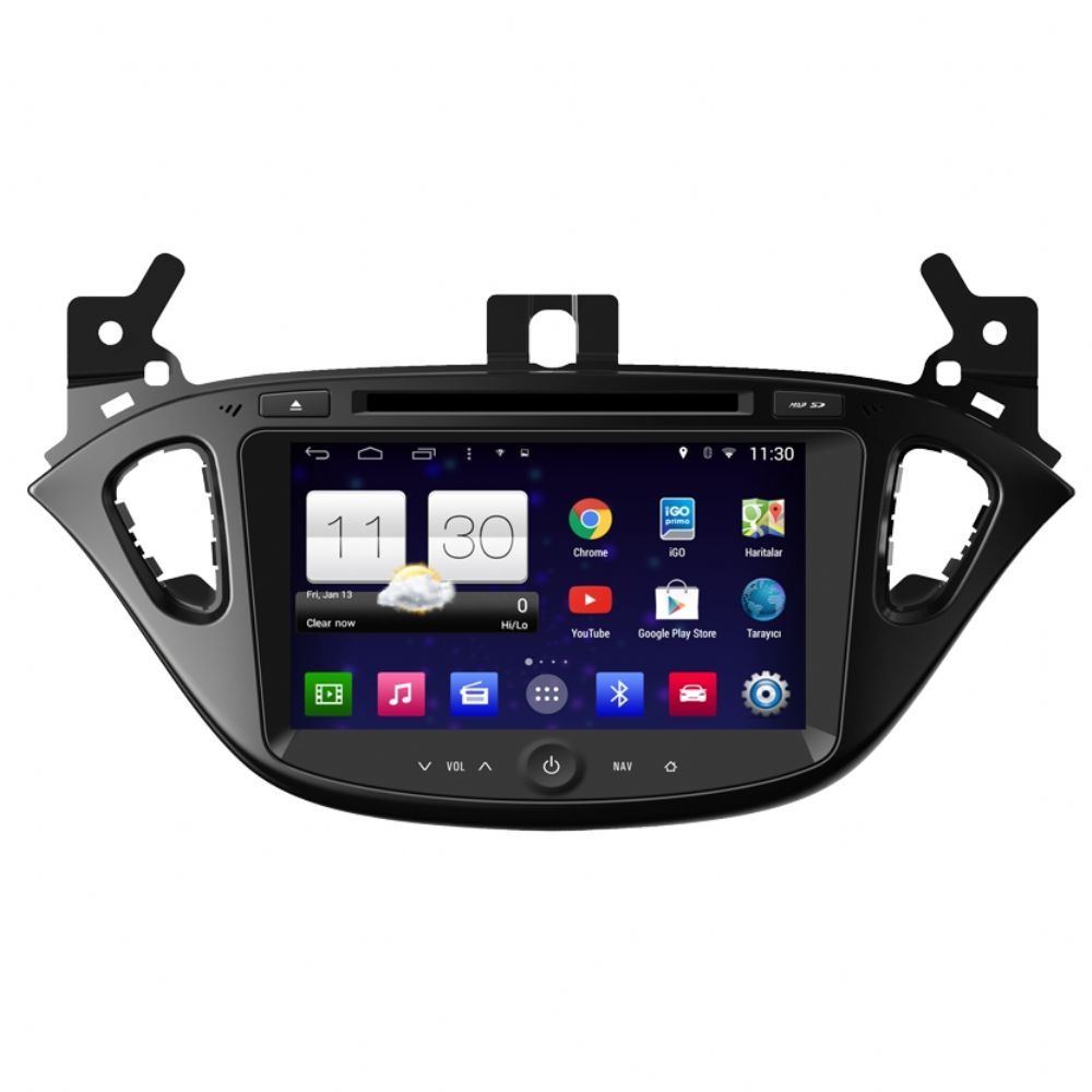 Elektrik | Corsa E Android Navigasyon ve Multimedya Sistemi · Android Kit Kat işletim sistemi · Cortex A9, 4 çekirdek işlemci, 1GB ram ve 32 GB dahili  | DVN-A1014 | 
