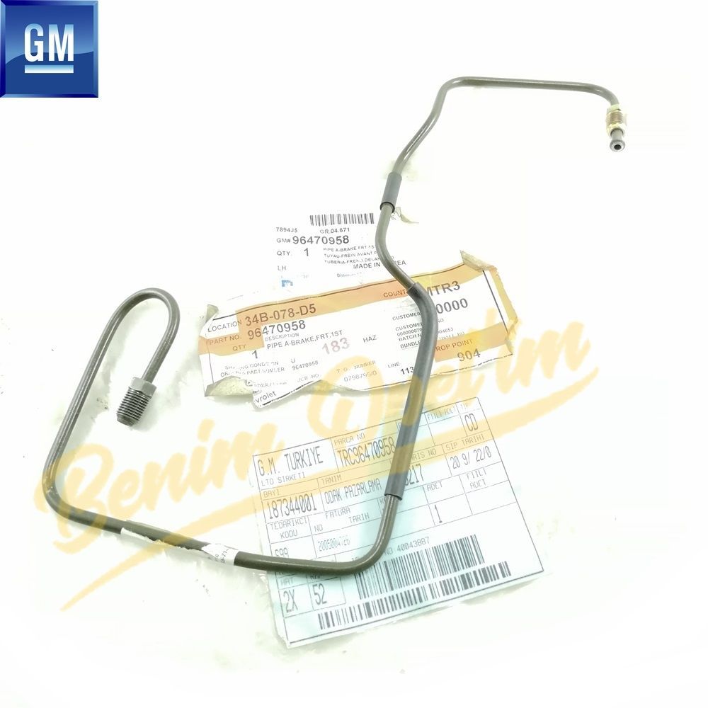 Fren Aksamı | Ön Ana Fren Borusu Chevrolet Aveo T250, Aveo T255, Kalos GM Orijinal 96470958 | 96470958 | 