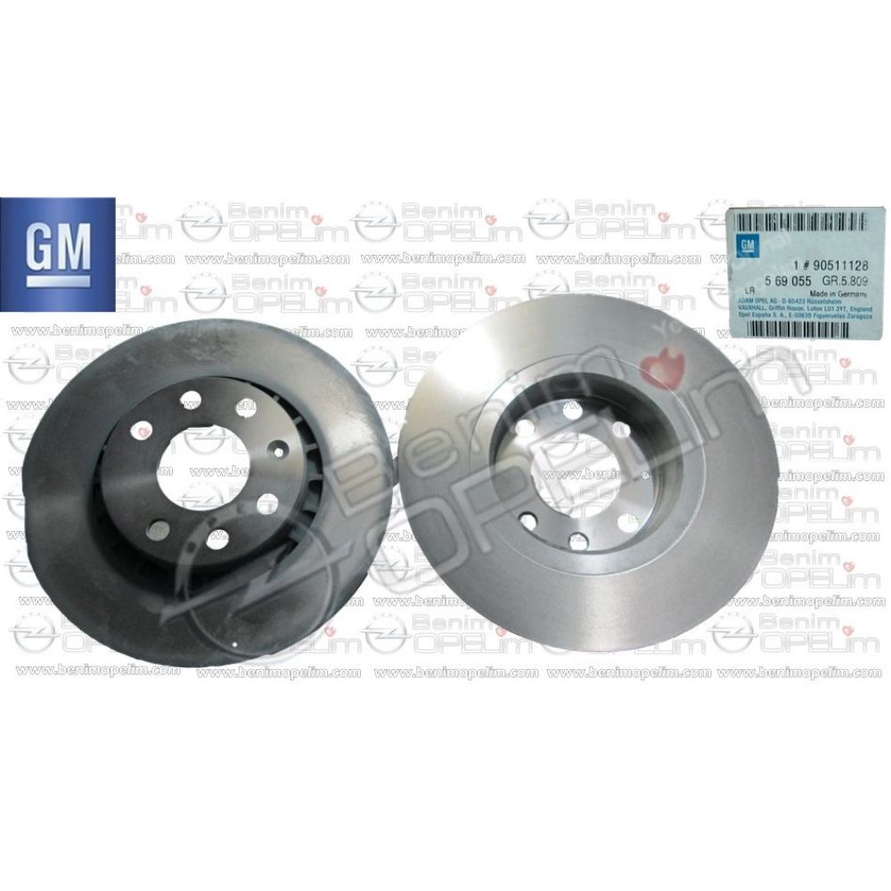 Fren Aksamı | Ön Fren Diski Opel Astra F, Corsa B, Tigra A, Vectra A 1.6/1.8 GM Orijinal 569055 - 90511128 | 569055 | 
