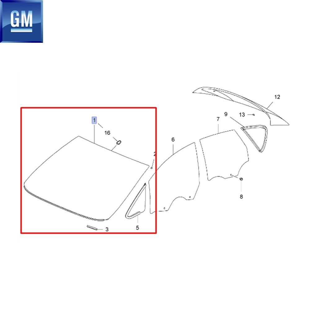 Ayna,Kapı ve Cam | Opel Astra J Sensörsüz Ön Cam GM Orijinal 39009578 - 39123886 | 39009578 | 