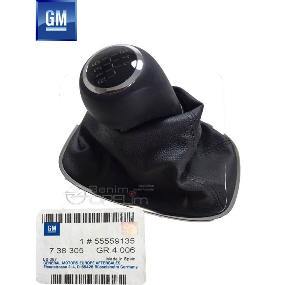 Karoseri İç Trim ve İç Parçalar | Opel Corsa D 6 İleri Körüklü Vites Topuzu Krom Çerçeve Siyah GM Orijinal 738305 - 55559135 | 738305 | 