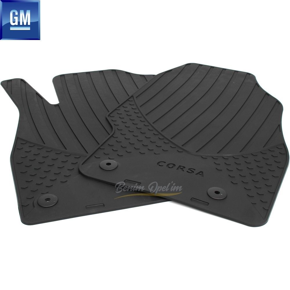 Paspas Setleri | Opel Corsa D, Corsa E Corsa Yazılı Ön Kauçuk Paspas Takımı Füme (Lastik Paspas) GM Orijinal 39143393 | 39143393 | 