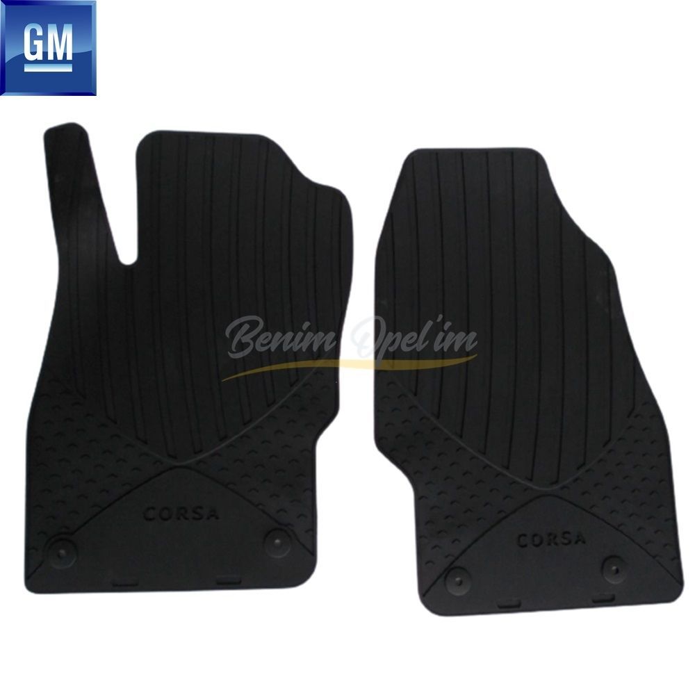 Paspas Setleri | Opel Corsa D, Corsa E Corsa Yazılı Ön Lastik Paspas Takımı Füme (Kauçuk) GM Orijinal 2 parça 1724235 - 93199280 | 1724235 | 