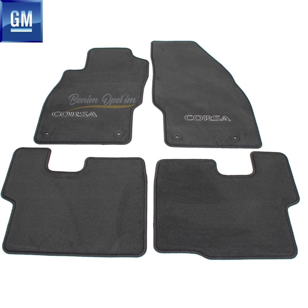 Paspas Setleri | Opel Corsa D Corsa Yazılı Halı Paspas Takımı Füme GM Orijinal 1724072 - 93199286 | 1724072 | 