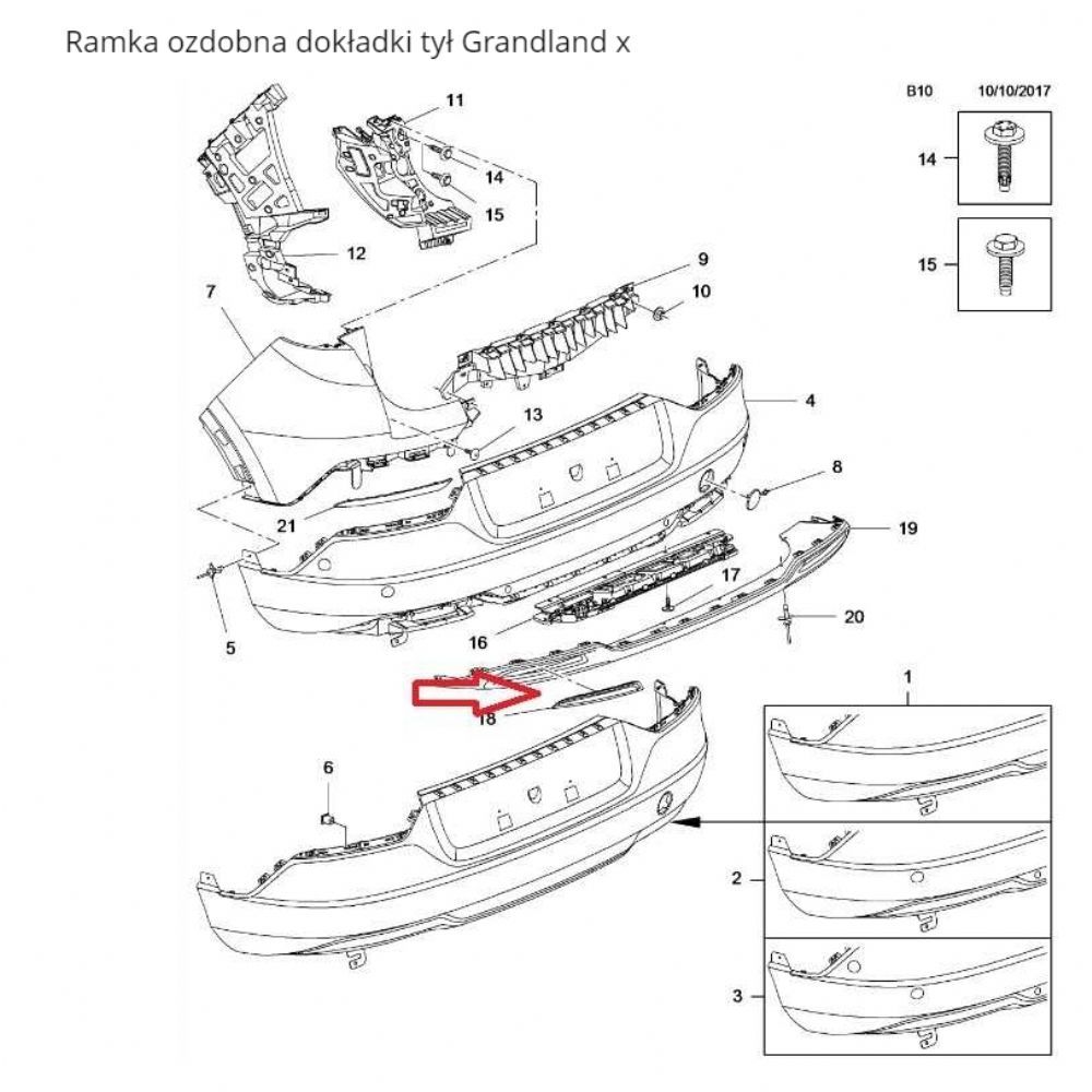 Dış Karoseri ve Kaporta | Opel Grandland X Arka Sağ Tampon Çıta GM Orijinal 95525792 - YP00078980 | 95525792 | 