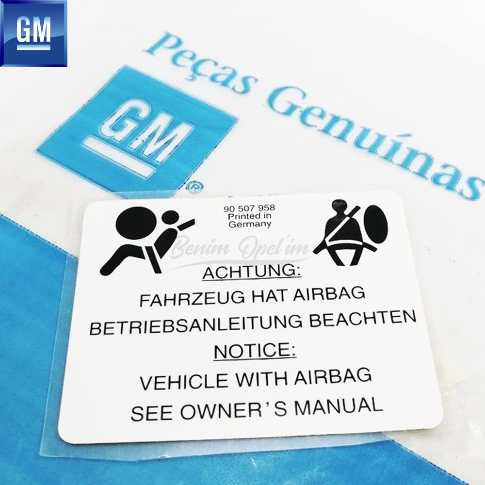 Karoseri İç Trim ve İç Parçalar | Opel Hava Yastığı Etiketi Beyaz (Aırbag) (Achtung, Notıce) GM Orijinal 199066 - 90507958 | 199066 | 