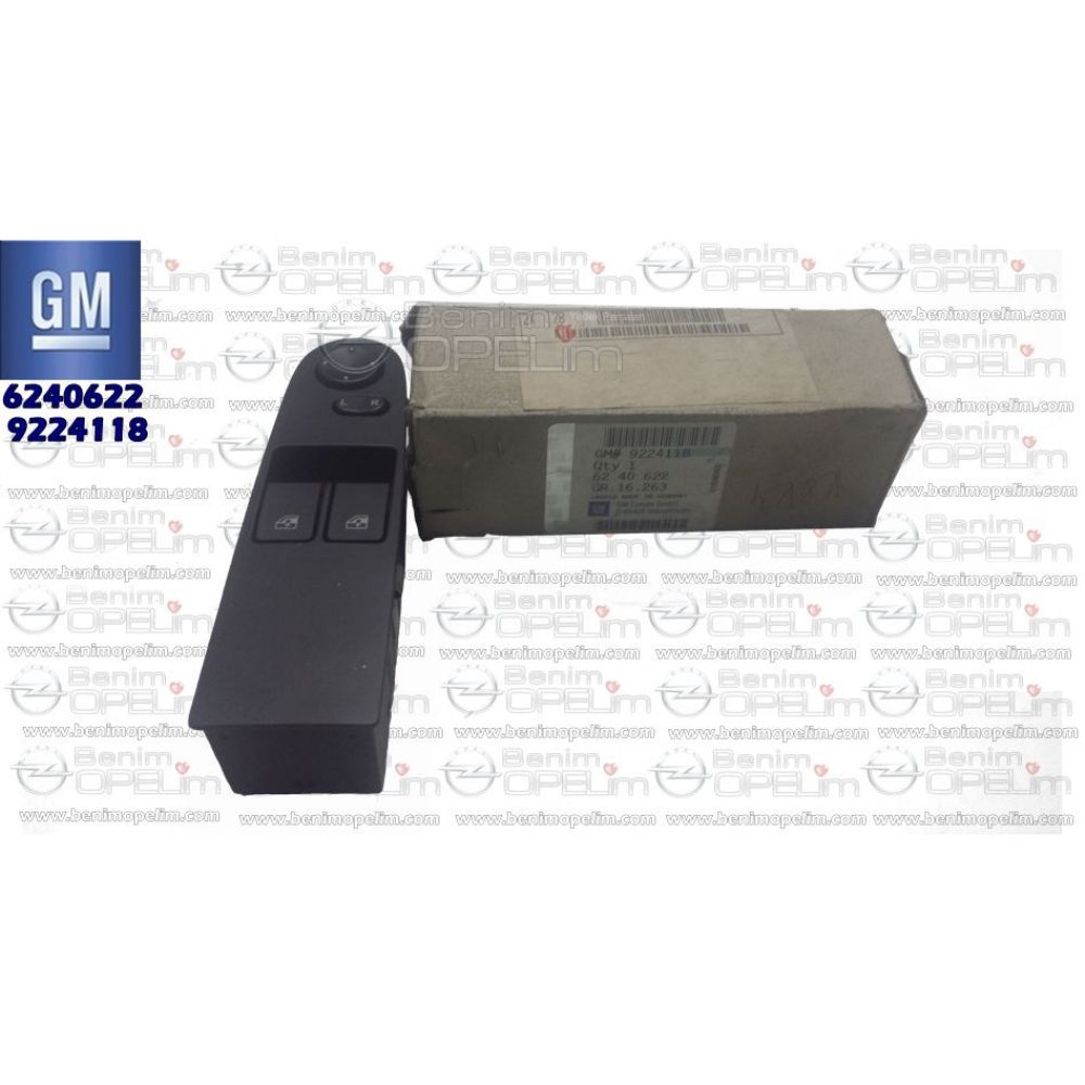 Elektrik | Opel Omega B Sol Cam Açma Düğmesi Siyah Omg, B GM Orijinal 6240622 - 9224118 | 6240622 | 