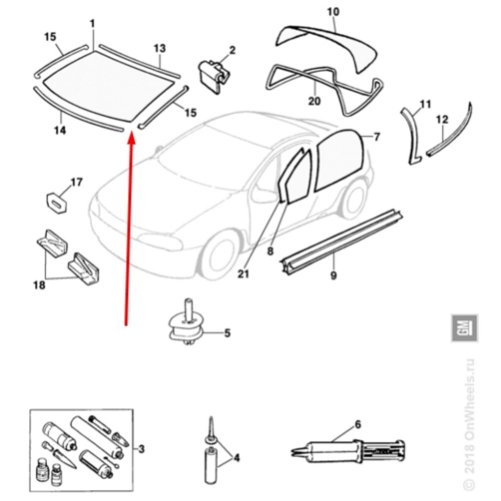 Yeni İhracat Ürünleri | Opel Tigra A Ön Cam Alt Lastik Fitili siyah GM Orijinal 110289 - 90482755 | 110289 | 