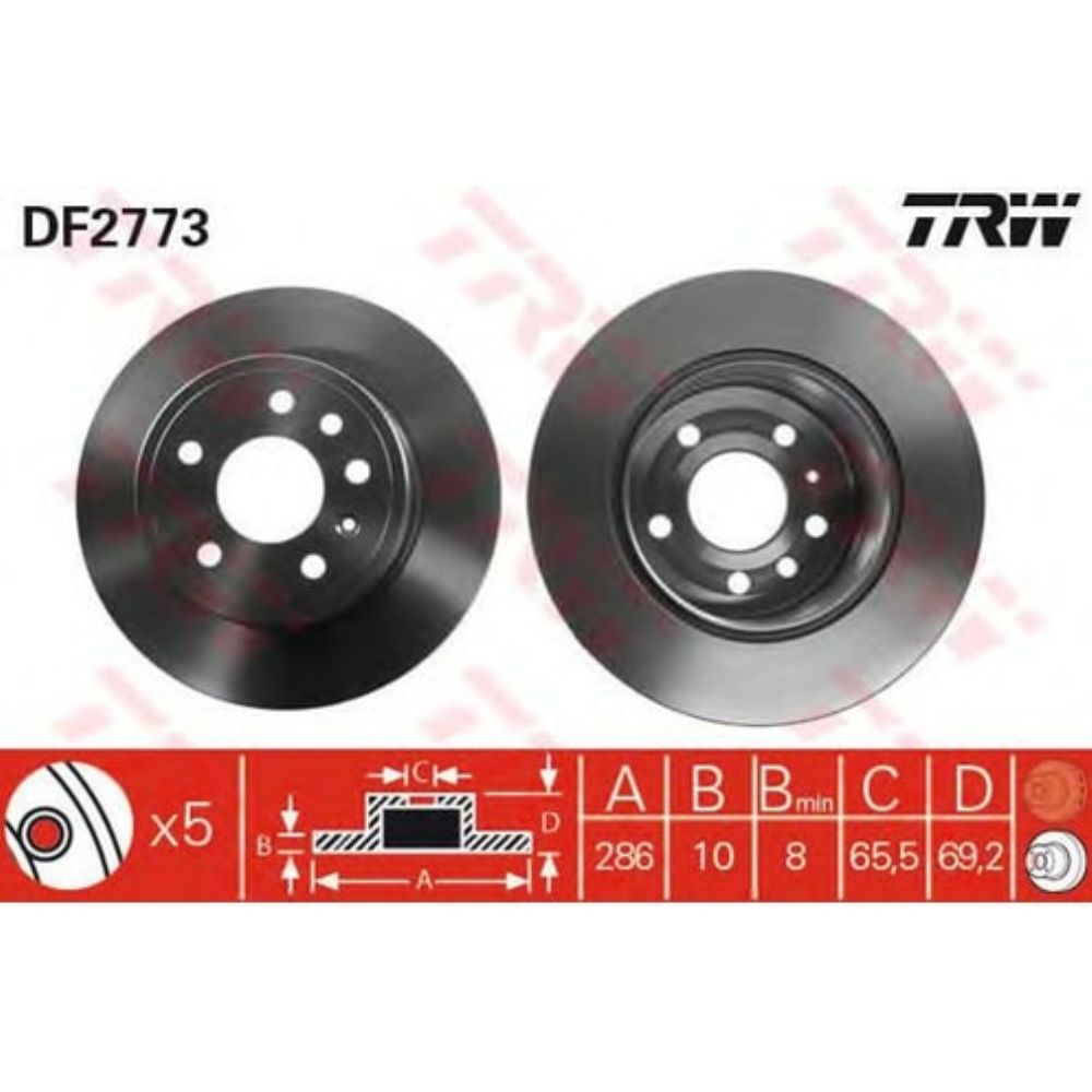 Yeni İhracat Ürünleri | Opel Vectra B, Saab 9-3 Arka Fren Diski Takımı Düz 286Mm TRW Marka 569210 - 90512910 | 569210T | 