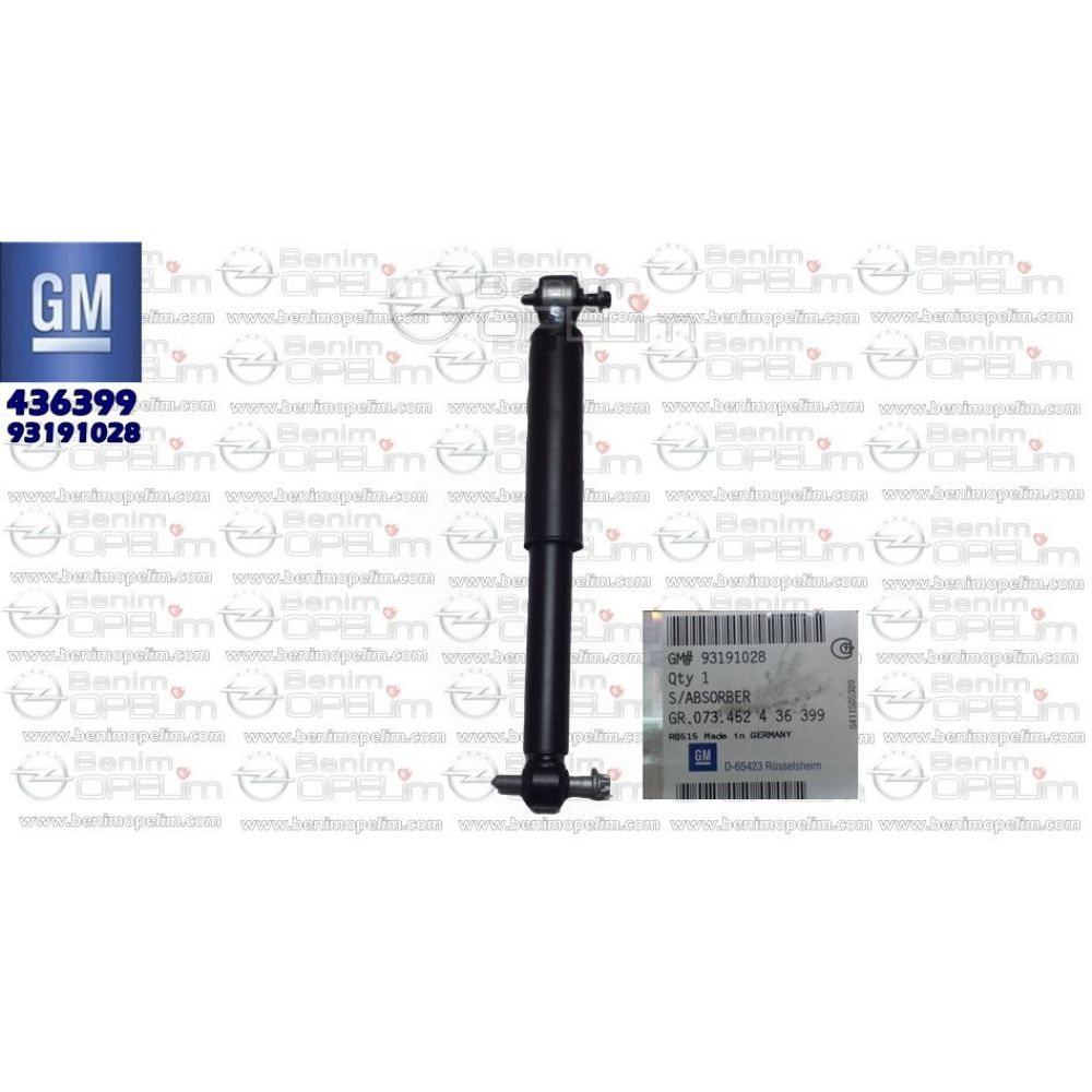 Süspansiyon ve Aks | Opel Vectra C Arka Amortisör GM Orijinal 436399 - 93191028 | 436399 | 