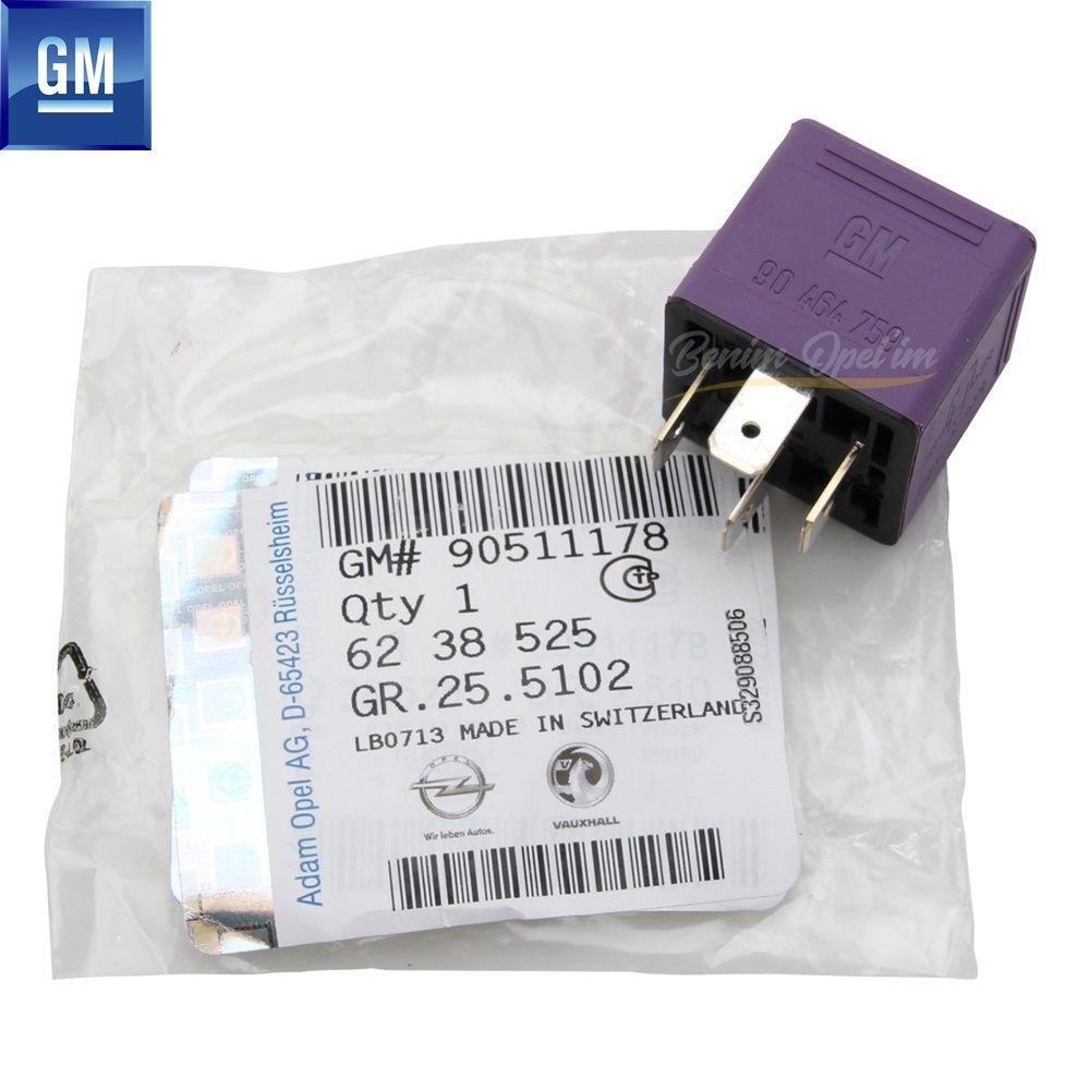 Elektrik | Yakıt Pompa Rolesi Mor 1.0/1.2/1.4/1.6/1.8/2.0 Opel Vectra A, Astra F G, Zafira A, Corsa B C, Meriva A, Omega B, Tigra A B GM Orijinal 6238525 - 90511178 | 6238525 | 